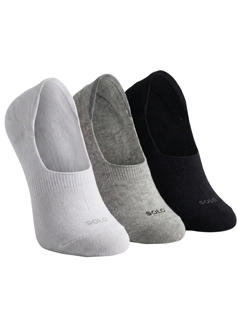 Solo Pack of 3 Basic Invisible Cotton Socks - Fabio - Image 1